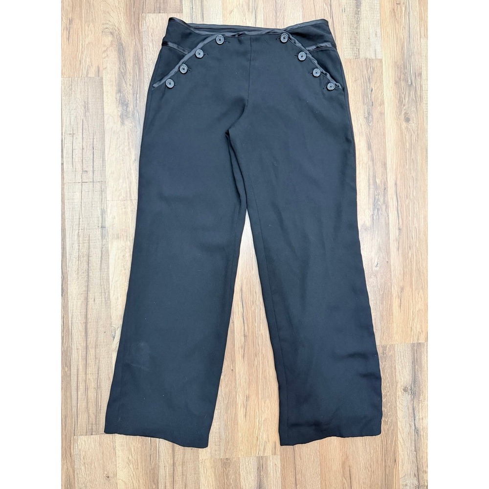 Alice Temperley for Target Black Wide Leg Pants Women's 9 Button‎ Detail
